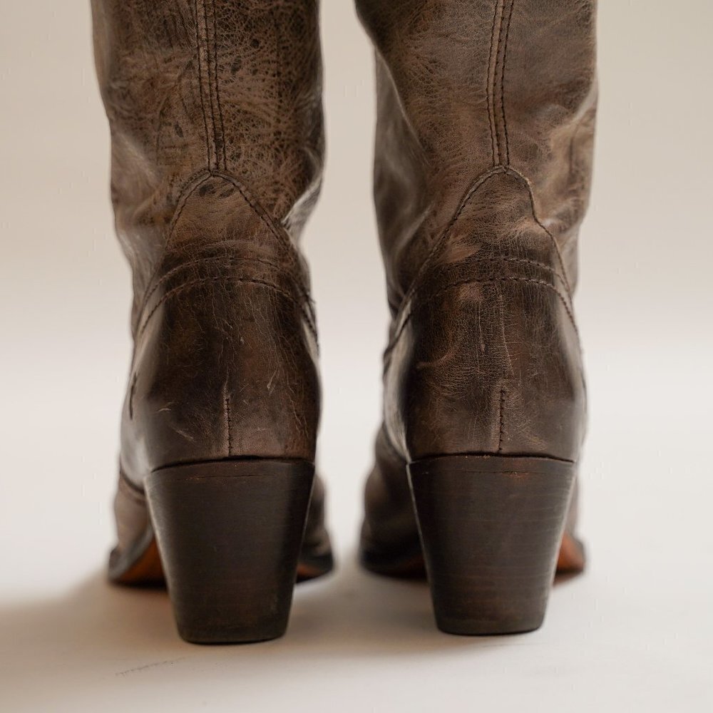 Frye Tall Jane Cuff Leather Riding Motorcycle Boots - Picture 8 of 13